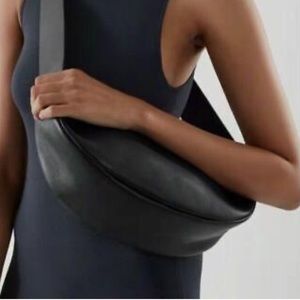 Black Faux Leather dumpling bag